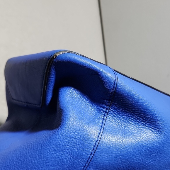 Rebecca Minkoff Bowery Leather Tote bag Electric Blue with Black Hardware purse - Picture 11 of 16